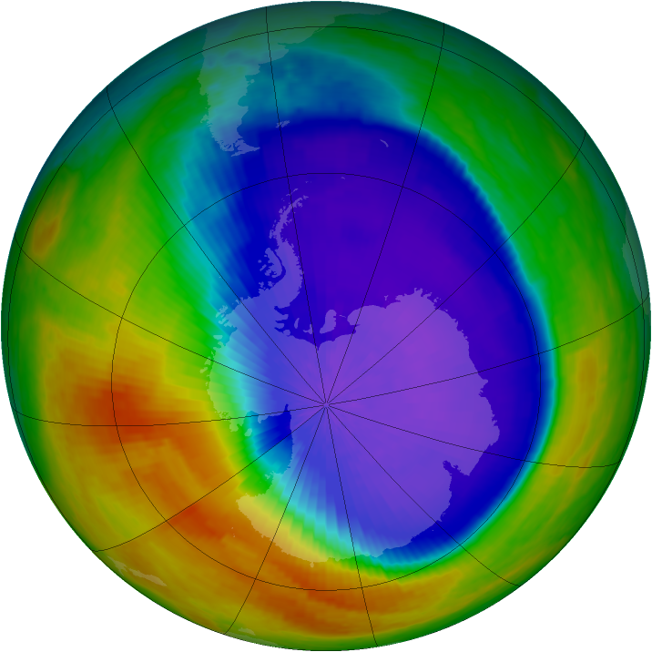 Antarctic ozone map for 07 October 2003